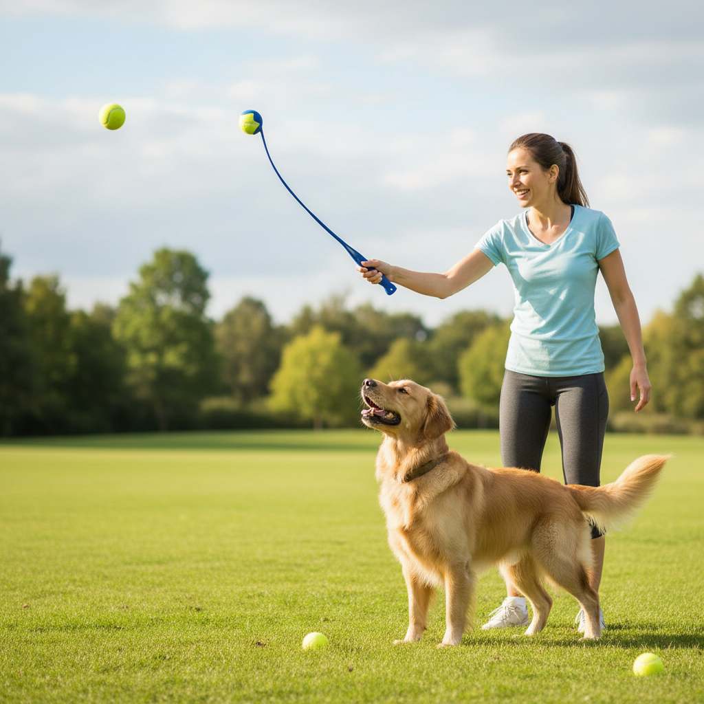 AI Photoshoot — Pet Tennis Ball Launcher Stick - Interactive Outdoor Dog Training Toy, Durable Ball Thrower for Canine Exercise and Play Trainin lifestyle cover