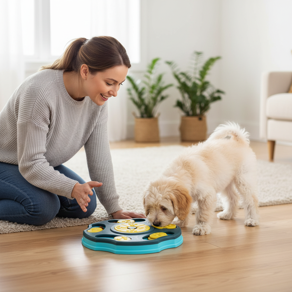 AI Photoshoot — Dog Puzzle Toys Slow Feeder Interactive Increase Puppy IQ Food Dispenser Slowly Eating NonSlip Bowl Pet Cat Dogs Training Game lifestyle cover